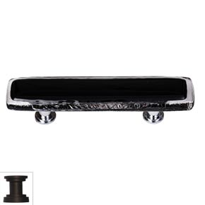 Sietto [P-700-ORB] Handmade Glass Cabinet Pull Handle - Reflective - Black - Oil Rubbed Bronze Base - 5" L