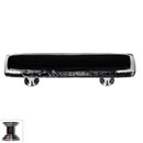 Sietto [P-700-PC] Handmade Glass Cabinet Pull Handle - Reflective - Black - Polished Chrome Base - 3" C/C - 5" L