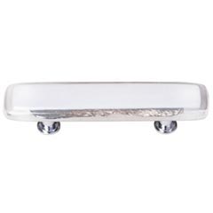 Sietto [P-701-ORB] Handmade Glass Cabinet Pull Handle - Reflective - White - Oil Rubbed Bronze Base - 5&quot; L