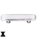 Sietto [P-701-ORB] Handmade Glass Cabinet Pull Handle - Reflective - White - Oil Rubbed Bronze Base - 5" L