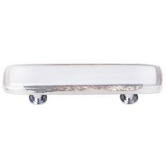 Sietto [P-701-PC] Handmade Glass Cabinet Pull Handle - Reflective - White - Polished Chrome Base - 5" L