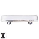 Sietto [P-701-PC] Handmade Glass Cabinet Pull Handle - Reflective - White - Polished Chrome Base - 5" L