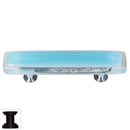Sietto [P-702-ORB] Handmade Glass Cabinet Pull Handle - Reflective - Light Aqua - Oil Rubbed Bronze Base - 5" L