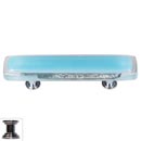 Sietto [P-702-PC] Handmade Glass Cabinet Pull Handle - Reflective - Light Aqua - Polished Chrome Base - 3" C/C - 5" L