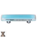 Sietto [P-702-SN] Handmade Glass Cabinet Pull Handle - Reflective - Light Aqua - Satin Nickel Base - 5" L