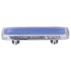 Sietto [P-704-PC] Handmade Glass Cabinet Pull Handle - Reflective - Sky Blue - Polished Chrome Base - 5&quot; L