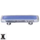 Sietto [P-704-PC] Handmade Glass Cabinet Pull Handle - Reflective - Sky Blue - Polished Chrome Base - 3" C/C - 5" L