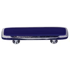 Sietto [P-707-ORB] Handmade Glass Cabinet Pull Handle - Reflective - Deep Cobalt - Oil Rubbed Bronze Base - 5" L