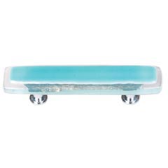 Sietto [P-708-ORB] Handmade Glass Cabinet Pull Handle - Reflective - Aqua - Oil Rubbed Bronze Base - 5" L