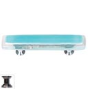 Sietto [P-708-PC] Handmade Glass Cabinet Pull Handle - Reflective - Aqua - Polished Chrome Base - 5" L