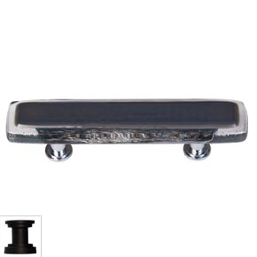 Sietto [P-709-ORB] Handmade Glass Cabinet Pull Handle - Reflective - Slate Grey - Oil Rubbed Bronze Base - 5" L