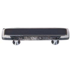 Sietto [P-709-ORB] Handmade Glass Cabinet Pull Handle - Reflective - Slate Grey - Oil Rubbed Bronze Base - 5&quot; L