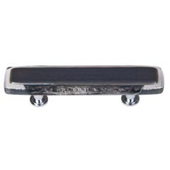 Sietto [P-709-ORB] Handmade Glass Cabinet Pull Handle - Reflective - Slate Grey - Oil Rubbed Bronze Base - 5" L