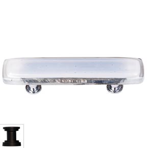 Sietto [P-710-ORB] Handmade Glass Cabinet Pull Handle - Reflective - Blue-Grey - Oil Rubbed Bronze Base - 5" L