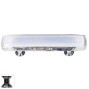 Sietto [P-710-PC] Handmade Glass Cabinet Pull Handle - Reflective - Blue-Grey - Polished Chrome Base - 5&quot; L