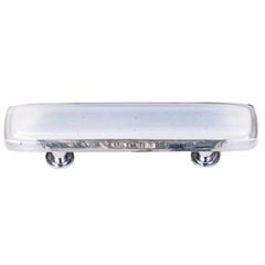 Sietto [P-710-SN] Handmade Glass Cabinet Pull Handle - Reflective - Blue-Grey - Satin Nickel Base - 5" L