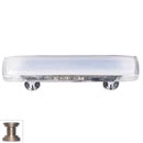 Sietto [P-710-SN] Handmade Glass Cabinet Pull Handle - Reflective - Blue-Grey - Satin Nickel Base - 3" C/C - 5" L