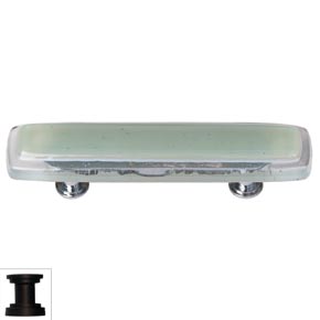 Sietto [P-712-ORB] Handmade Glass Cabinet Pull Handle - Reflective - Spruce Green - Oil Rubbed Bronze Base - 5" L