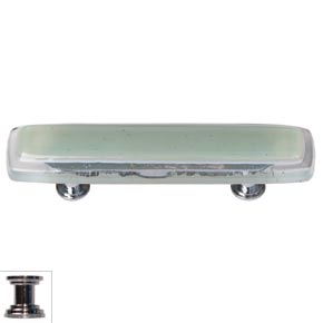Sietto [P-712-PC] Handmade Glass Cabinet Pull Handle - Reflective - Spruce Green - Polished Chrome Base - 5" L