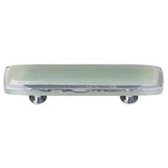 Sietto [P-712-PC] Handmade Glass Cabinet Pull Handle - Reflective - Spruce Green - Polished Chrome Base - 5" L