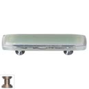 Sietto [P-712-SN] Handmade Glass Cabinet Pull Handle - Reflective - Spruce Green - Satin Nickel Base - 3" C/C - 5" L