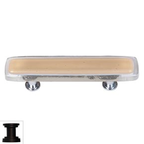Sietto [P-714-ORB] Handmade Glass Cabinet Pull Handle - Reflective - Sesame - Oil Rubbed Bronze Base - 5" L