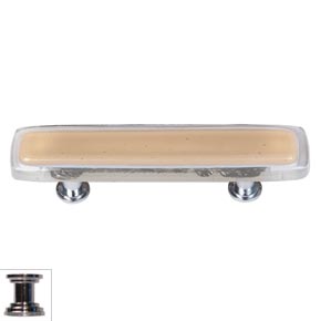 Sietto [P-714-PC] Handmade Glass Cabinet Pull Handle - Reflective - Sesame - Polished Chrome Base - 5" L