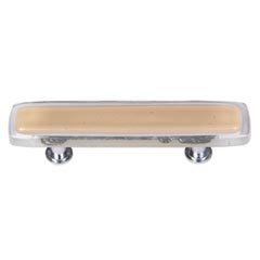 Sietto [P-714-PC] Handmade Glass Cabinet Pull Handle - Reflective - Sesame - Polished Chrome Base - 5" L