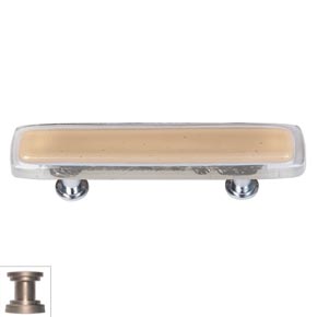 Sietto [P-714-SN] Handmade Glass Cabinet Pull Handle - Reflective - Sesame - Satin Nickel Base - 5" L