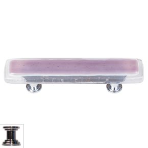 Sietto [P-718-PC] Handmade Glass Cabinet Pull Handle - Reflective - Purple - Polished Chrome Base - 5" L