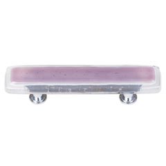Sietto [P-718-PC] Handmade Glass Cabinet Pull Handle - Reflective - Purple - Polished Chrome Base - 5" L