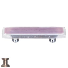 Sietto [P-718-SN] Handmade Glass Cabinet Pull Handle - Reflective - Purple - Satin Nickel Base - 5" L