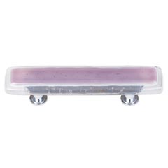 Sietto [P-718-SN] Handmade Glass Cabinet Pull Handle - Reflective - Purple - Satin Nickel Base - 5&quot; L