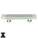 Sietto [SP-201-ORB] Handmade Glass Cabinet Pull Handle - Skinny Glacier - Spruce Green - Oil Rubbed Bronze Base - 5&quot; L