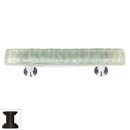 Sietto [SP-201-ORB] Handmade Glass Cabinet Pull Handle - Skinny Glacier - Spruce Green - Oil Rubbed Bronze Base - 3" C/C - 5" L