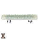Sietto [SP-201-SN] Handmade Glass Cabinet Pull Handle - Skinny Glacier - Spruce Green - Satin Nickel Base - 5" L