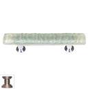 Sietto [SP-201-SN] Handmade Glass Cabinet Pull Handle - Skinny Glacier - Spruce Green - Satin Nickel Base - 3" C/C - 5" L