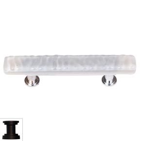 Sietto [SP-204-ORB] Handmade Glass Cabinet Pull Handle - Skinny Glacier - Blue-Grey - Oil Rubbed Bronze Base - 5" L