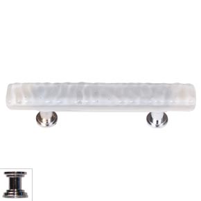 Sietto [SP-204-PC] Handmade Glass Cabinet Pull Handle - Skinny Glacier - Blue-Grey - Polished Chrome Base - 5" L