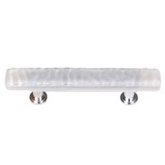 Sietto [SP-204-PC] Handmade Glass Cabinet Pull Handle - Skinny Glacier - Blue-Grey - Polished Chrome Base - 5" L