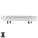 Sietto [SP-204-PC] Handmade Glass Cabinet Pull Handle - Skinny Glacier - Blue-Grey - Polished Chrome Base - 5" L