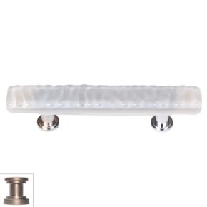 Sietto [SP-204-SN] Handmade Glass Cabinet Pull Handle - Skinny Glacier - Blue-Grey - Satin Nickel Base - 5" L