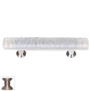 Sietto [SP-204-SN] Handmade Glass Cabinet Pull Handle - Skinny Glacier - Blue-Grey - Satin Nickel Base - 3&quot; C/C - 5&quot; L