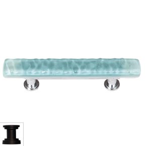 Sietto [SP-208-ORB] Handmade Glass Cabinet Pull Handle - Skinny Glacier - Light Aqua - Oil Rubbed Bronze Base - 5" L
