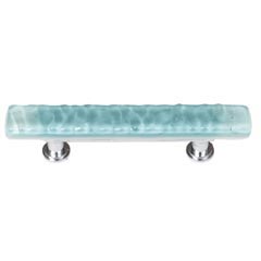 Sietto [SP-208-ORB] Handmade Glass Cabinet Pull Handle - Skinny Glacier - Light Aqua - Oil Rubbed Bronze Base - 5" L