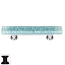 Sietto [SP-208-ORB] Handmade Glass Cabinet Pull Handle - Skinny Glacier - Light Aqua - Oil Rubbed Bronze Base - 3" C/C - 5" L