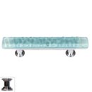 Sietto [SP-208-PC] Handmade Glass Cabinet Pull Handle - Skinny Glacier - Light Aqua - Polished Chrome Base - 5" L