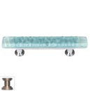 Sietto [SP-208-SN] Handmade Glass Cabinet Pull Handle - Skinny Glacier - Light Aqua - Satin Nickel Base - 5" L