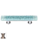 Sietto [SP-208-SN] Handmade Glass Cabinet Pull Handle - Skinny Glacier - Light Aqua - Satin Nickel Base - 3" C/C - 5" L