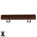 Sietto [SP-209-PC] Handmade Glass Cabinet Pull Handle - Skinny Glacier - Woodland Brown - Polished Chrome Base - 5" L